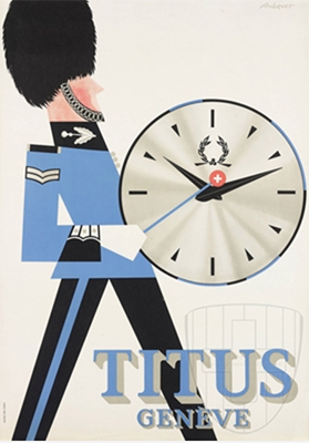 Francis Adruet. Affiche pour les montres Titus.