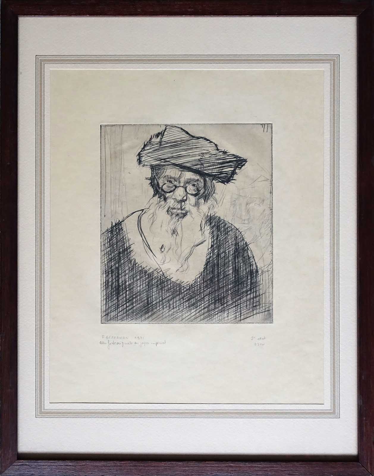 Le rabbin. F Brangwyn. Eau-forte sur japon impérial achat art décoration