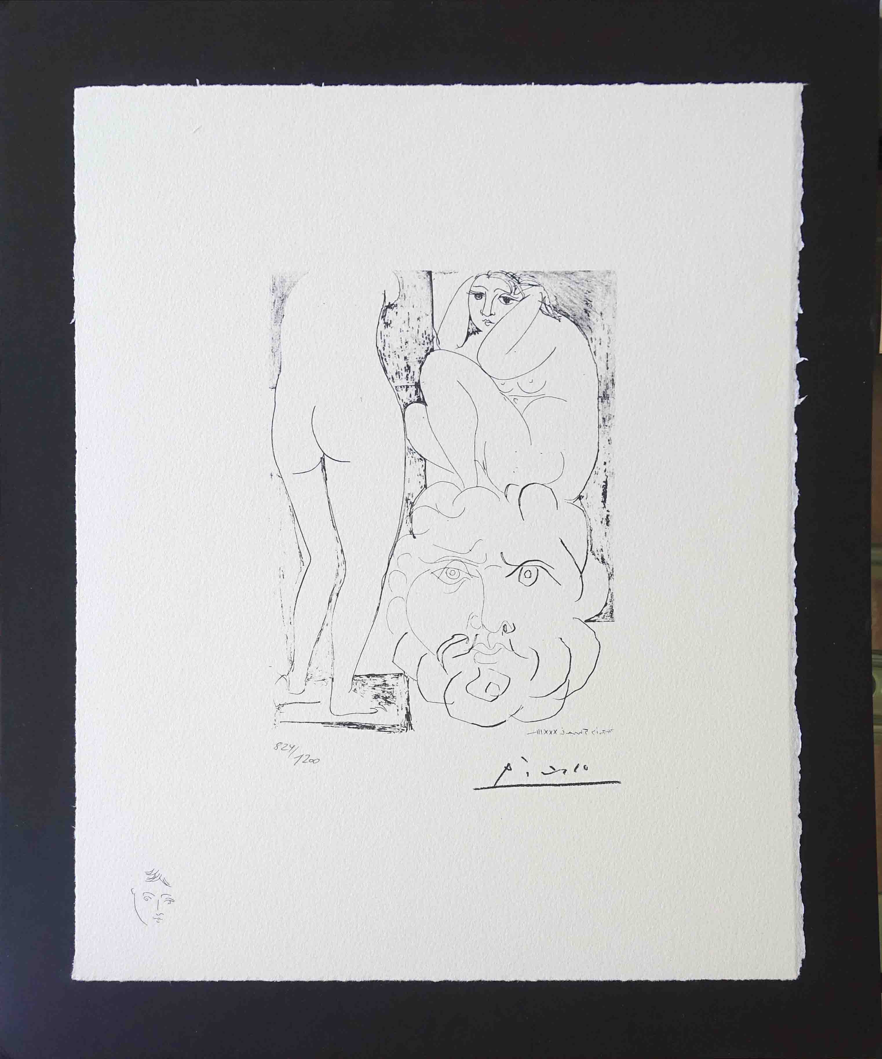 Modèle accroupi, sculpture de dos et tête barbue. Picasso. Suite Vollard