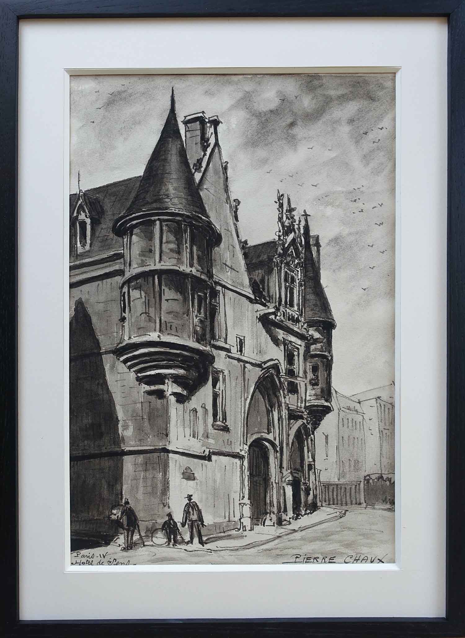 achat tableau décoration lavis d'encre Pierre Chaux Hôtel de Sens 1915