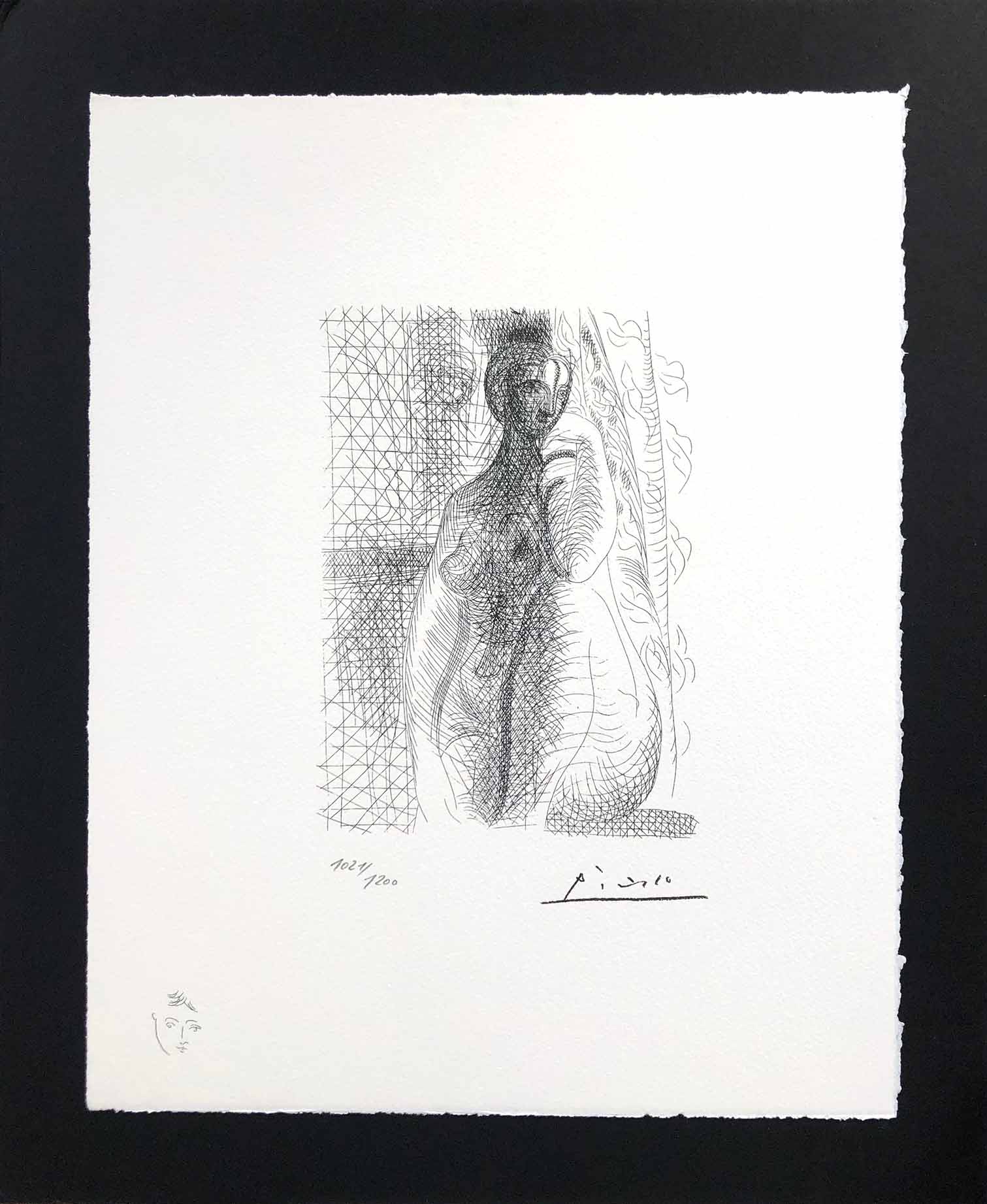 Femme nue à la jambe pliée. Lithographie d'après Picasso. Tirage Spadem de la suite Vollard.