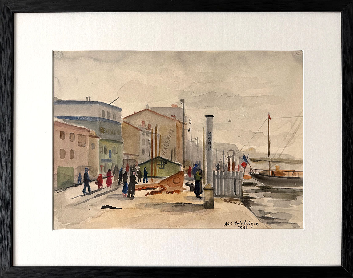 Valabrègue. Verreries, Port de Marseille. Achat aquarelle, achat tableau, achat port.