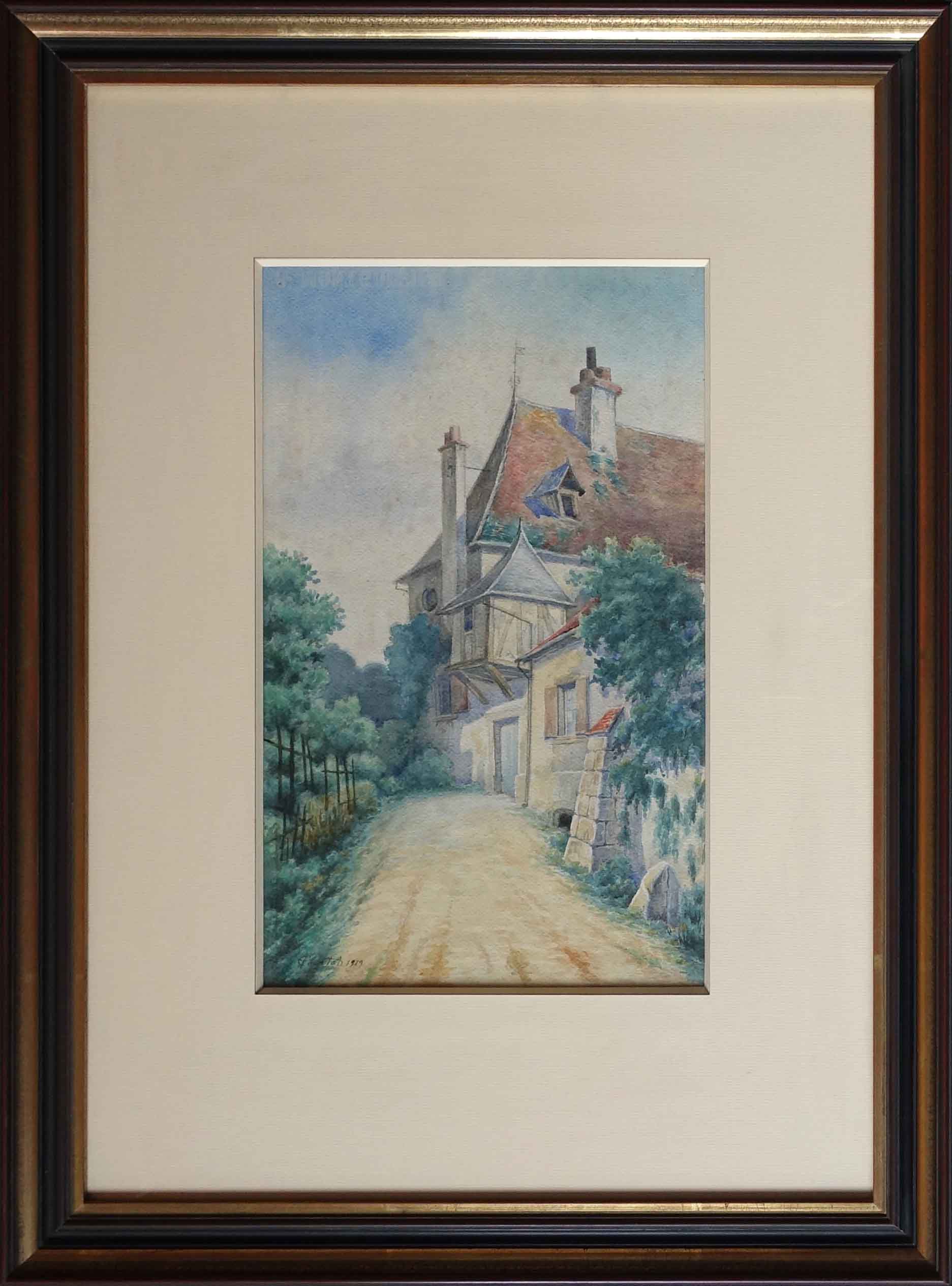 Paul Courtot. Saint-Julien-du-Sault. Aquarelle. Achat art, achat tableau, décoration
