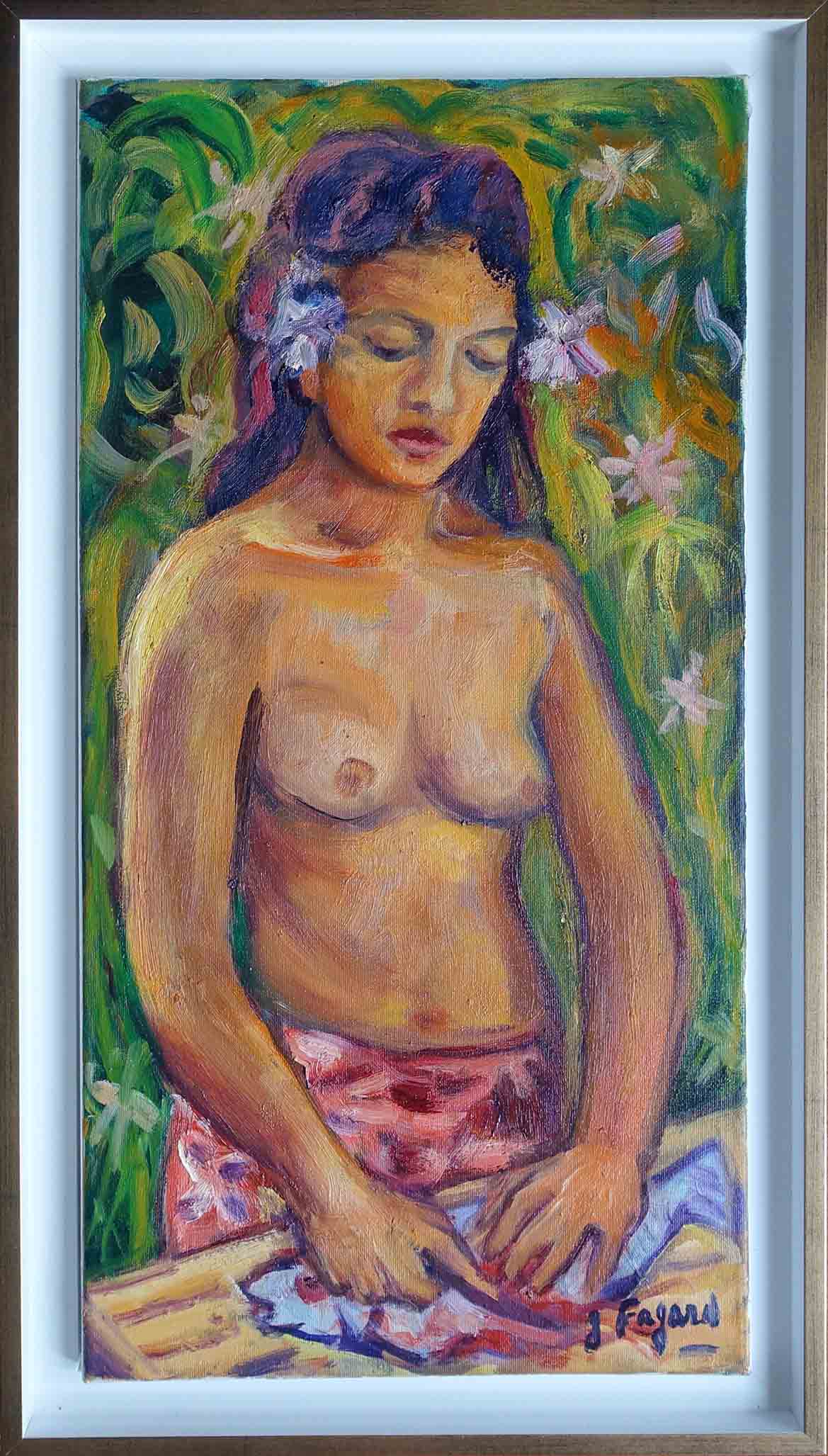 Gérard Fagard. Portrait de Tahitienne. Achat art, achat tableau Tahiti,achat décoration, tableau