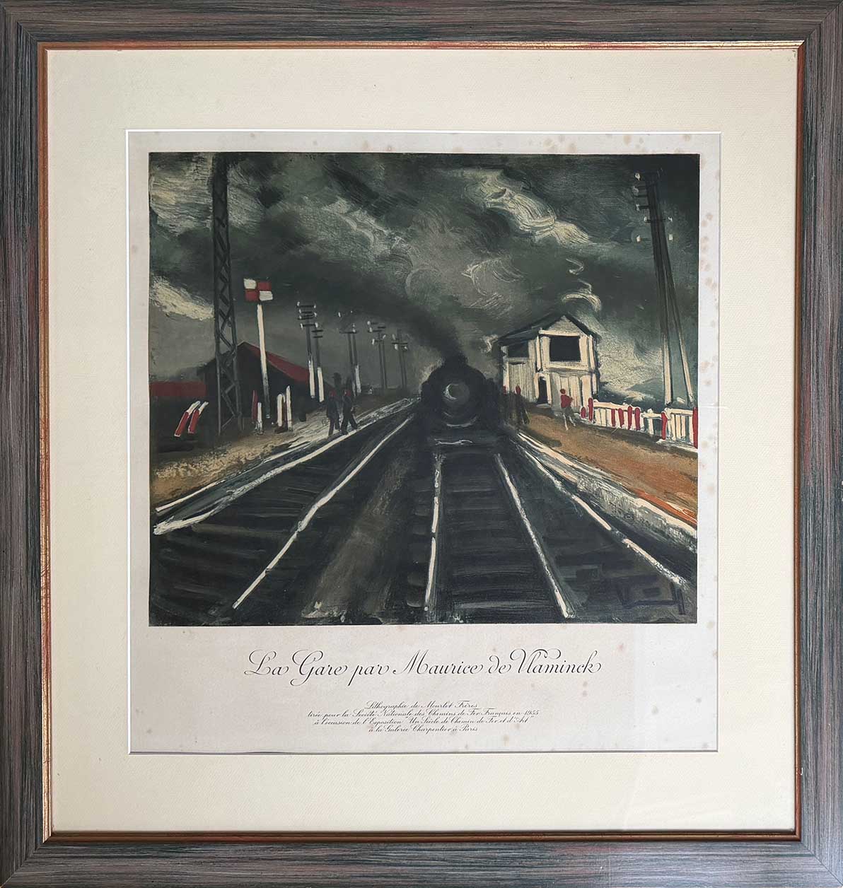 Maurice de Vlaminck. La gare. Lithographie. achat lithographie, achat Vlaminck, achat art moderne, achat tableau train