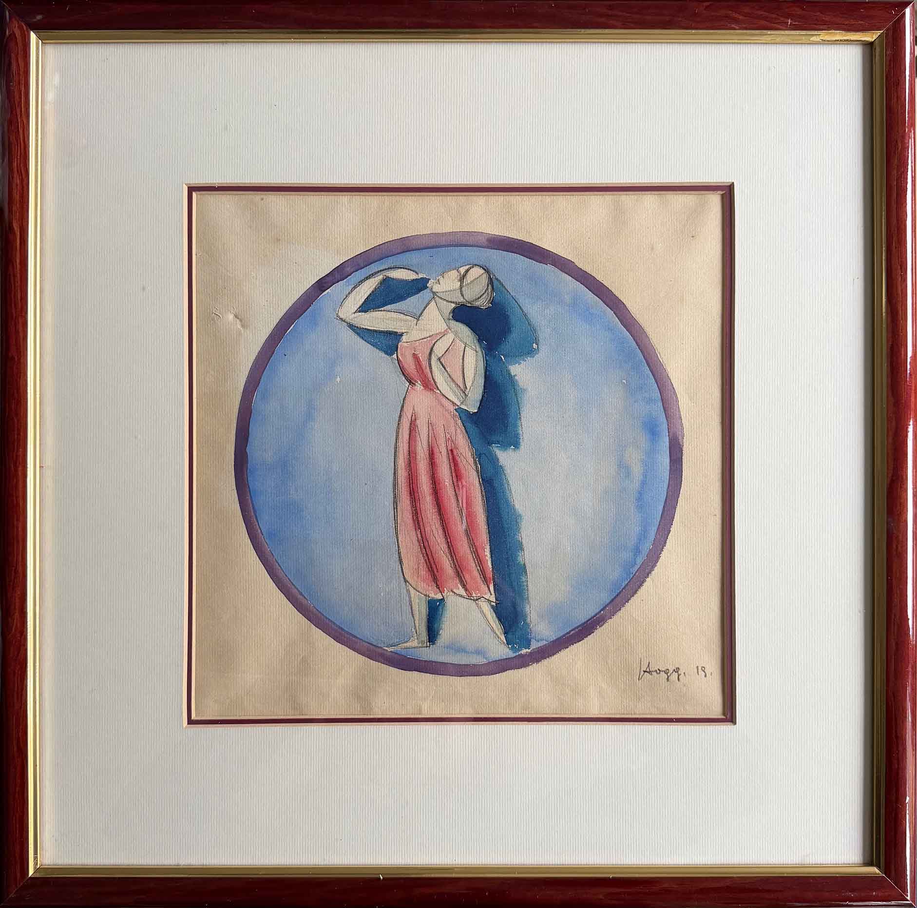 Driade de Paul Hogg. Aquarelle. Achat cubisme, achat danse
