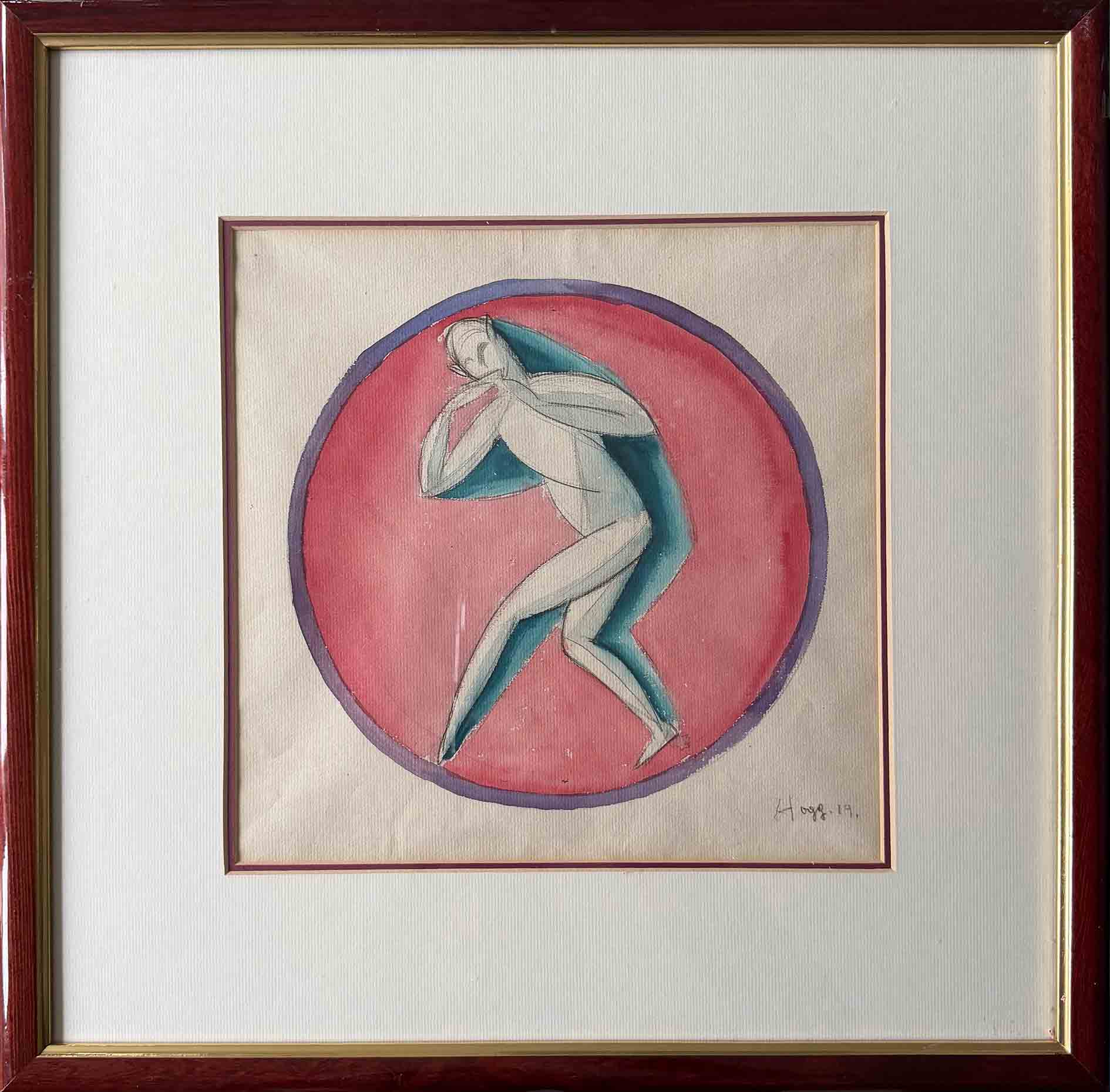 Paul Hogg. Le faune. 1919. Aquarelle. Achat cubisme, achat art déco, achat art années folles