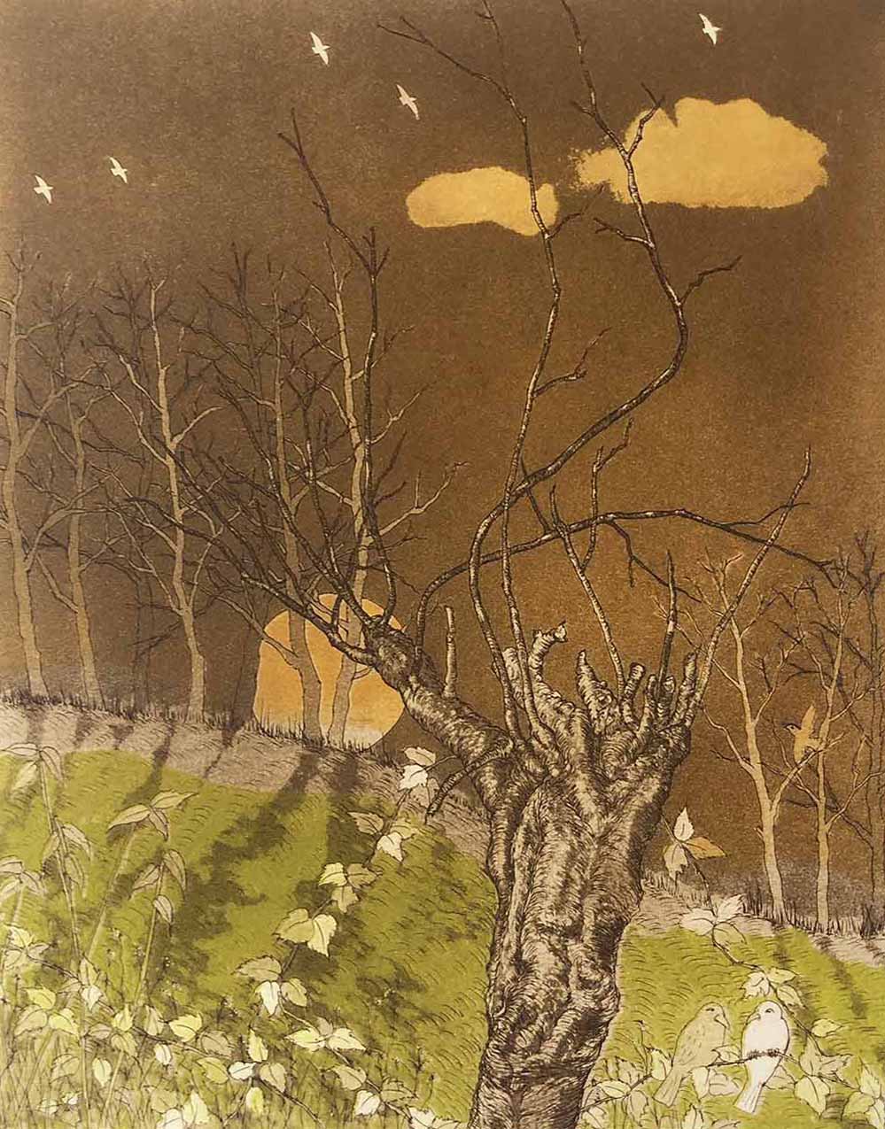 T. Ogaki. Les rides des saisons. Aquatinte. Achat gravure, achat art japonais, achat gravure japonaise, achat gravure paysage