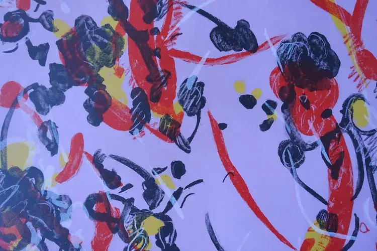 Abstraction au fond mauve. Shizu Shimada.