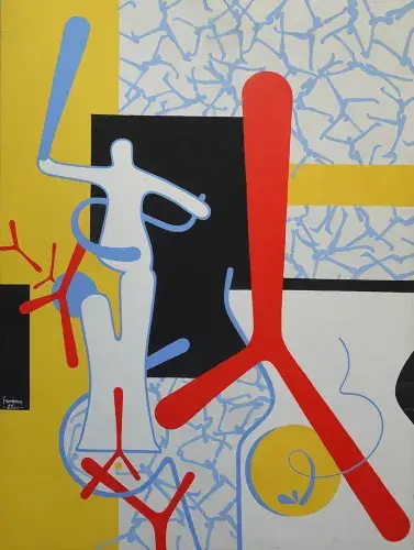 Fanjoux. Rythme et sport. Acylique sur panneau. Achat art, achat tableau sur le sport, achatdécoration tableau