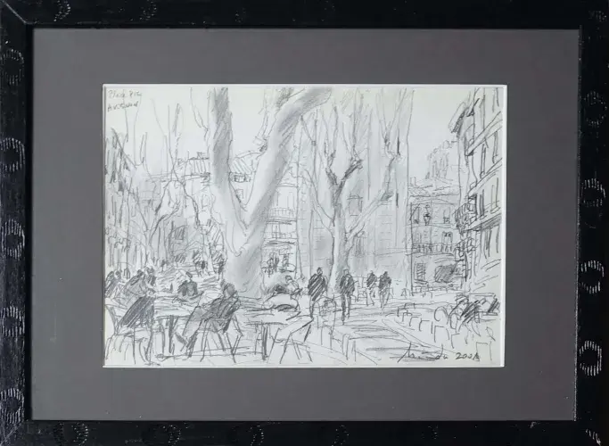 Toshio Matsuda. La place Pie en Avigno. 2001. Crayon sur papier.