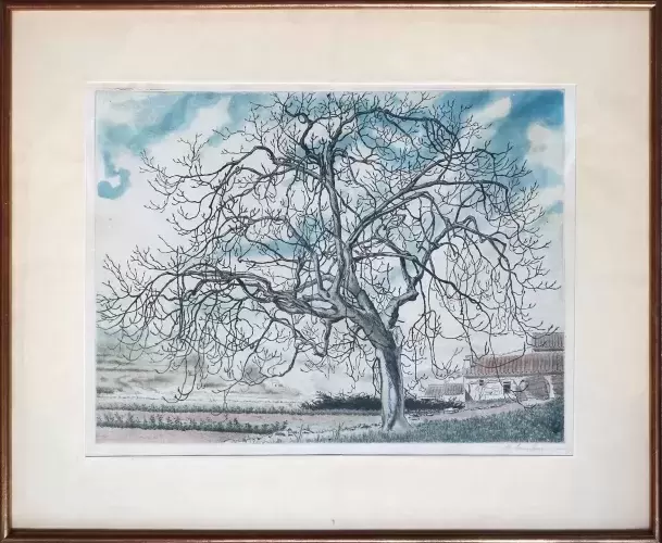 Andrélambert eau-forte couleur signée, marronnier en bourgeons achat tableau