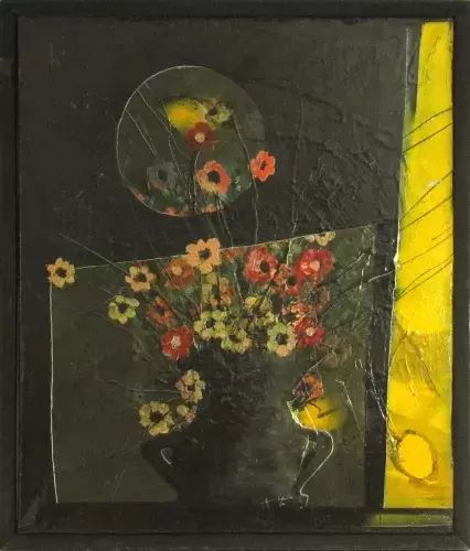 achat tableau peinture décoration bouquet-de-fleurs-aux-reflets-jaunes-de-abdellatif-aldine