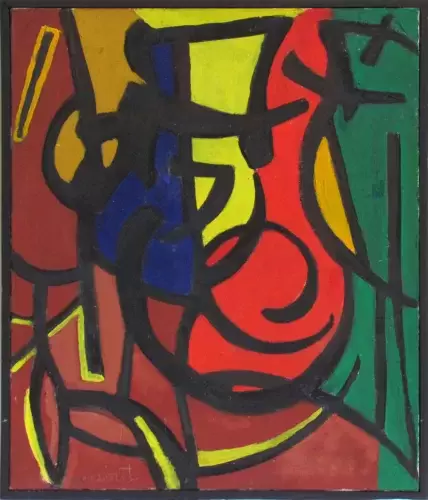 achat tableau peinture Causerie de Michel Cadoret gouache Mexique