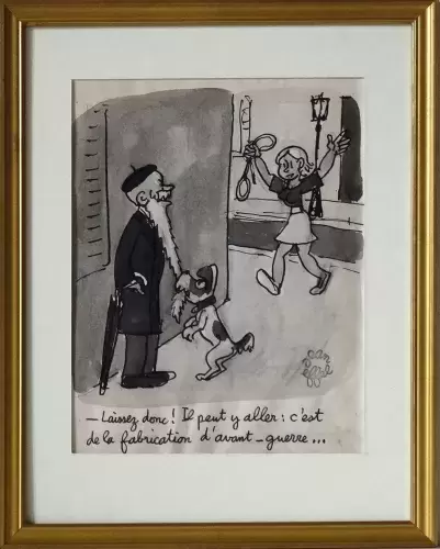 achat tableau dessin humour Fabrication d'avant-guerre de Jean Effel