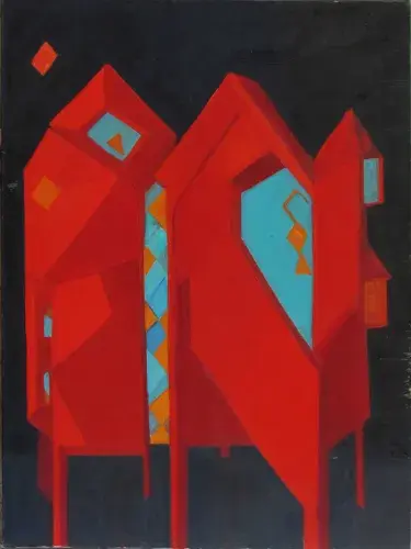 Huile sur toile La maison libérée d'Andrée Pollier Achat tableau peinture