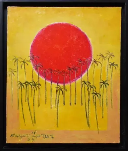 Lazar Mayer. Soleil jaune. HST. Acaht tableau, achat art, décoration