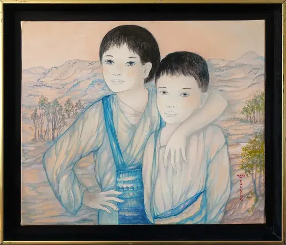 Mara Tran Long. Huile sur toile. Les écoliers. Achat art, décoration, achat tableau