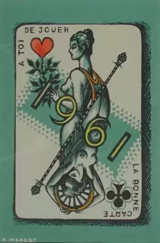 d'après André Margat. Bois gravé. Carte de voeux pour 1961. Achat tableau décoration