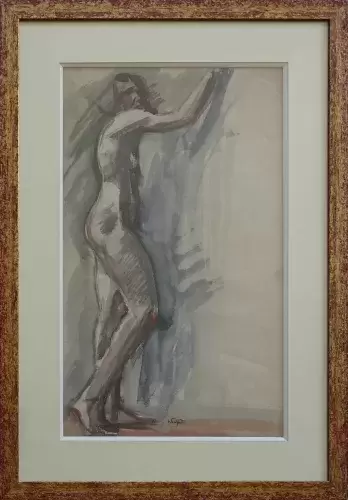 Grand nu aquarelle marius Woulfart ecole russe judaüca achat art moderne tableau décoration