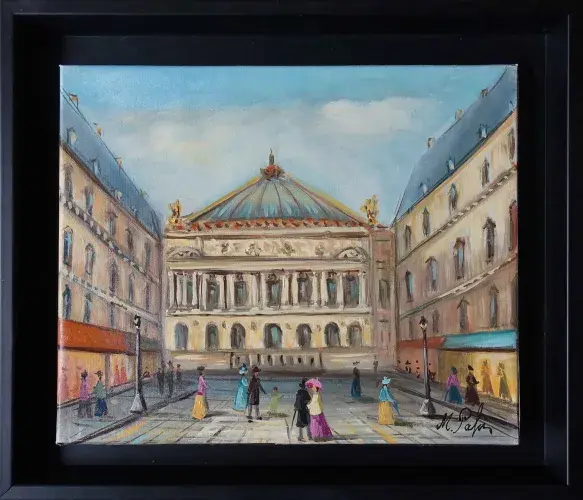 Michel Pabois. Opéra de Paris. Huile sur toile.Art naïf. Tableau achat décoration