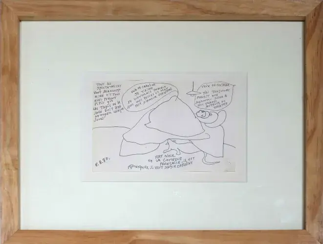 Encre. Dessin automatique de Souzouki. Le rat noir de la Comédie Française.1980.