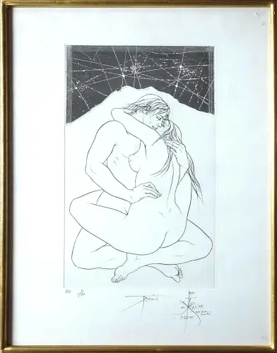 Pierre-Yves Trémois. Couple enlacé. Gravure sur cuivre. Achat art