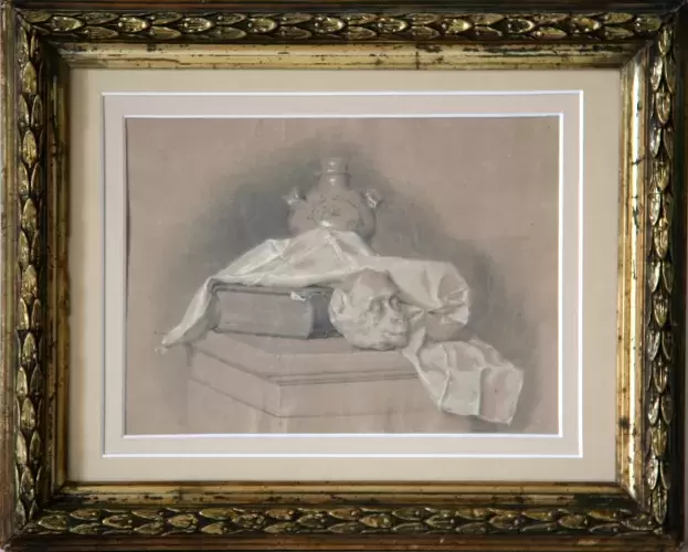 achat tableau peinture Vanité au crâne de singe memento mori