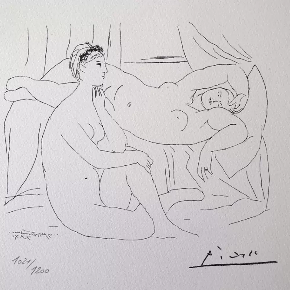 Femmes se reposant. Suite Vollard, lithographie d'après Pablo Picasso