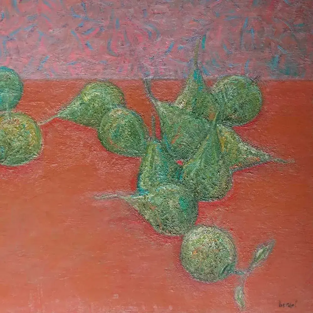 Ale Berdal. Les poires. Huile sur toile. Achat art moderne. Achat nature morte.