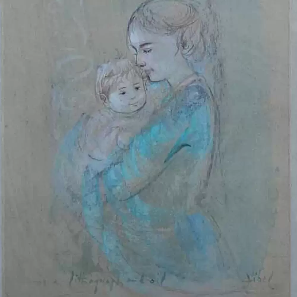 Edna Hibel. Mere et enfant.