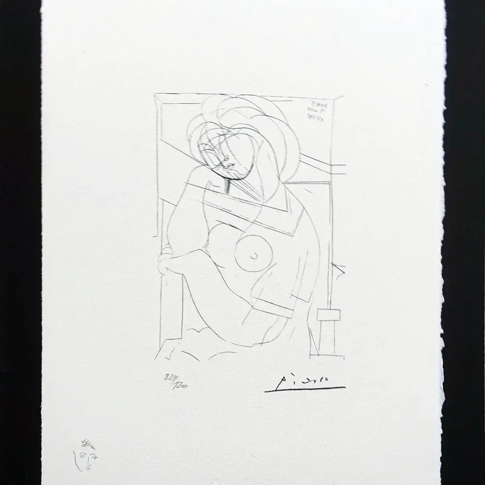 Femme assise la main sur la joue. Suite Vollard planche XXI.