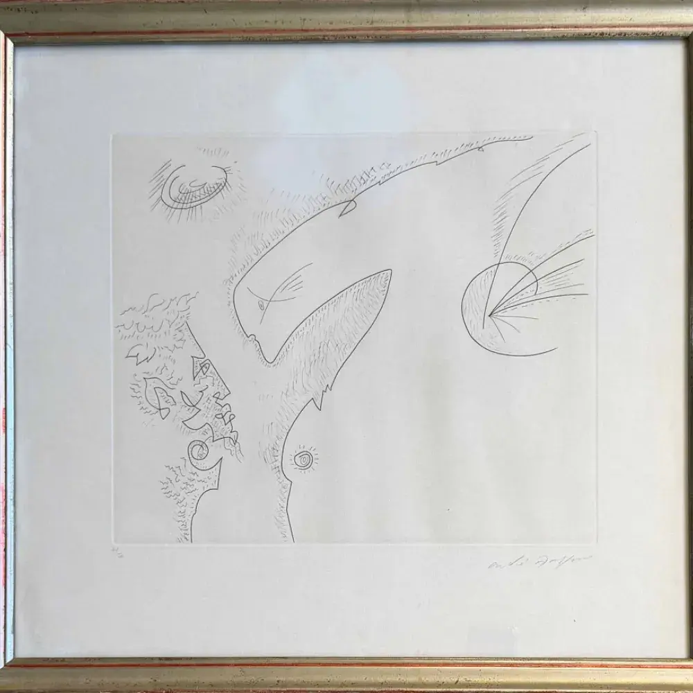 André Masson. La nymphe, le faune et l’astre 1982, eau-forte éditée par Louise Léiris