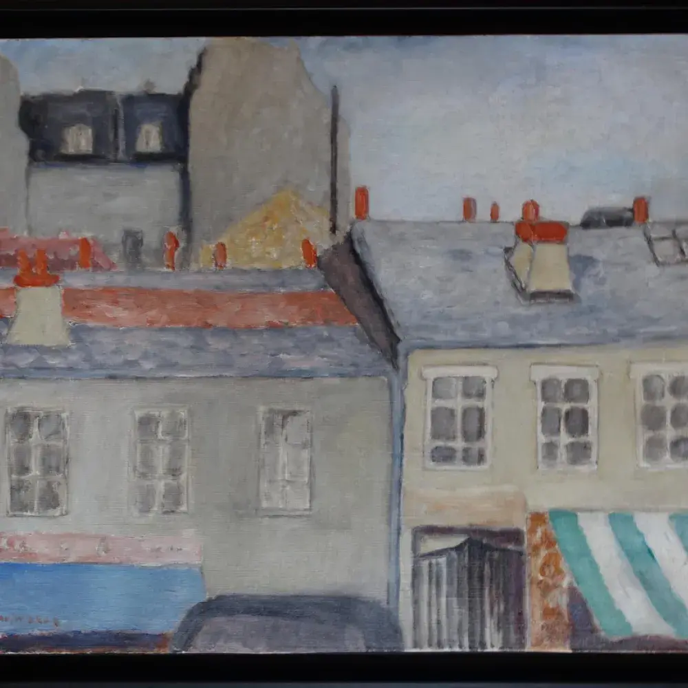 David Azuz. Toits de Cherbourg. Achat Ecole de Paris, achat artiste juif, achat judaïca