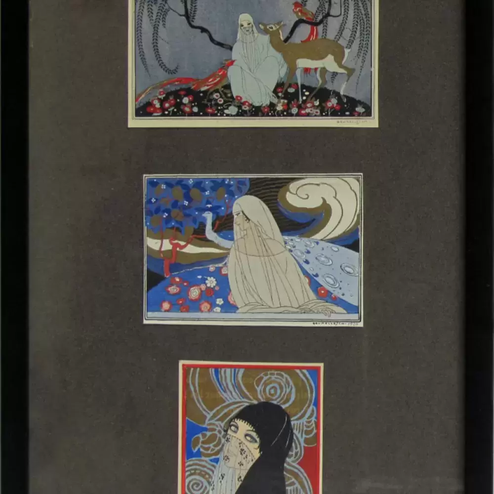 achat tableau Mille et une nuits.Femmes, roses et oiseaux de brunelleschi