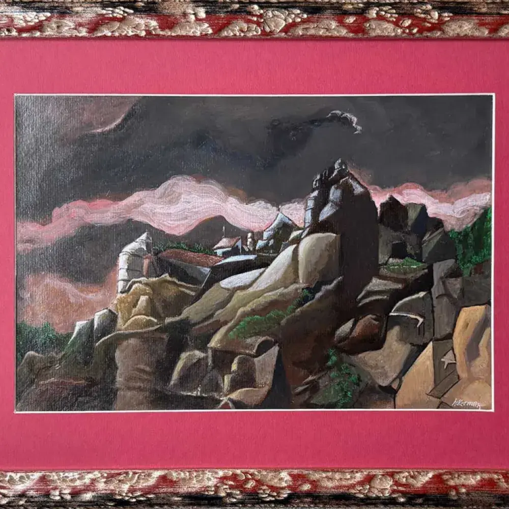 Paul Ackerman. Château et rochers. Achat tableau, achat art moderne, achat judaïca,