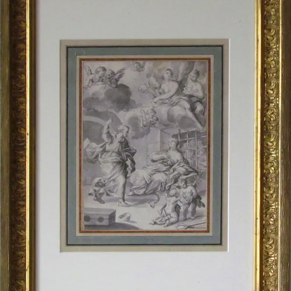 Encre-GRANO Antonio-Saint Pierre promettant le paradis à une sainte martyre