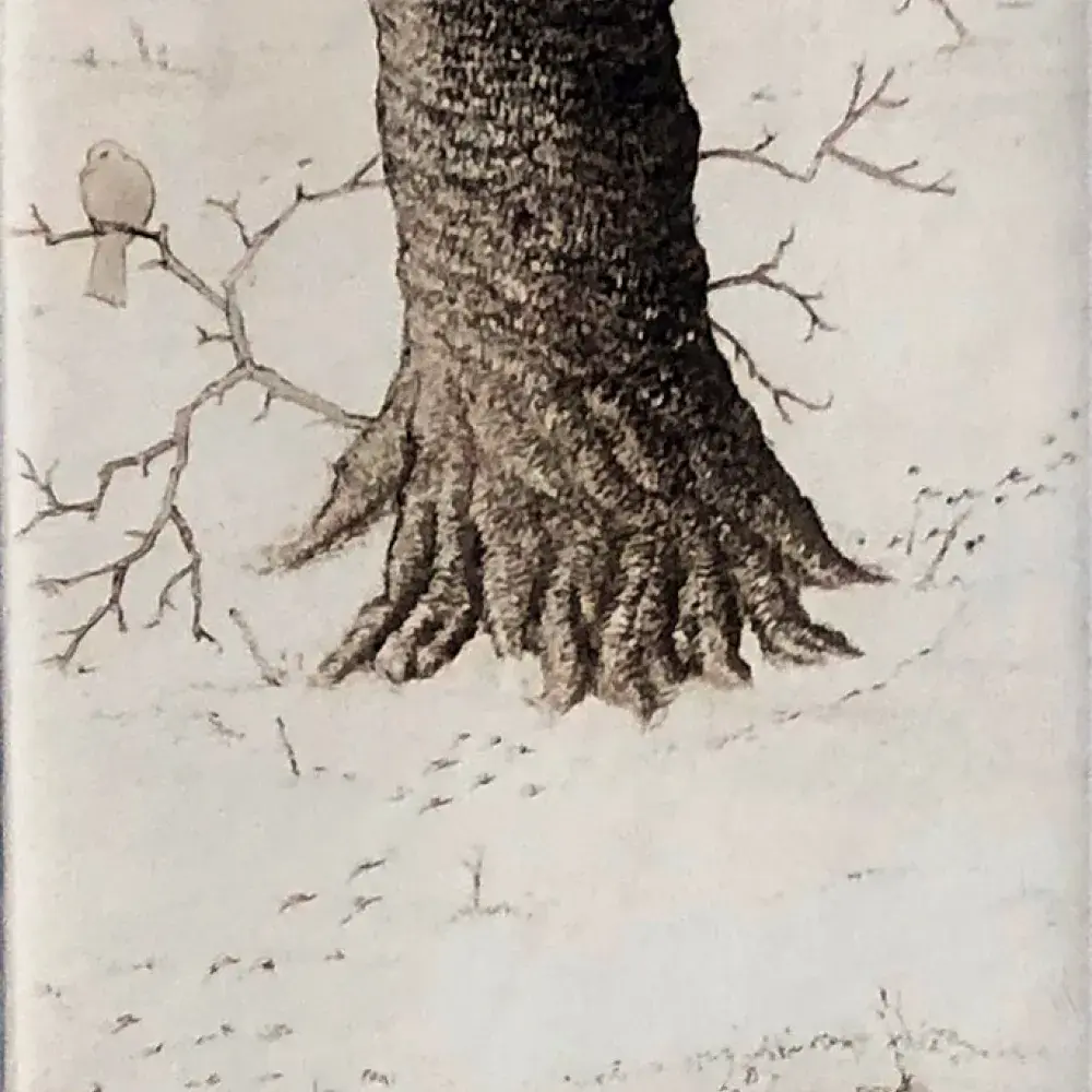 T. Ogaki, Au pied de l'arbre. Gravure. Achat gravue, achat aquateinte, achat art japonais, achat graveur japonais