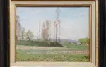Alexandre Bonnardel. Huile sur carton. La butte aux peupliers. Achat décoration tableaux vente