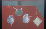 Alex Berdal. Au café. Huile sur toile, achat art, achat nature morte, achat tableau,