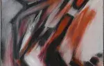 Abstrait rouge et noir de David Giles. Huile sur toile. achat art décoration