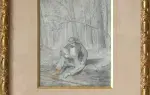 achat tableau Le dessinateur à Fontainebleau de Jacques Emile Edouard Nieuwenhuy