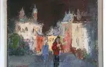 achat tableau peinture décoration Les couleurs du village. Le violoniste des rues. de Henri-Gilles Girardin