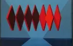 Huile sur toile Les losanges rouges d'Andrée Pollier Achat tableau peinture