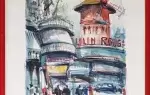 achat tableau paris Le Moulin Rouge. Aquarelle de Marius Girard.