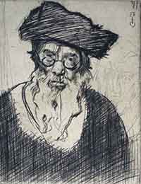 Frank Brangwyn. Le rabbin. Eau-forte originale sur japon