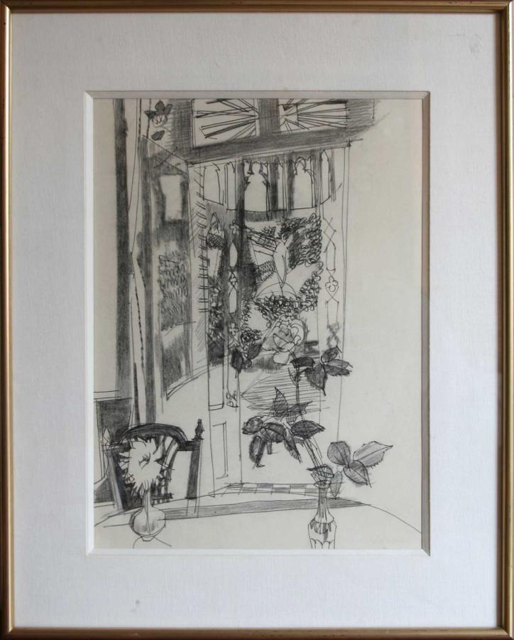 Legueult. Table fleurie devant la fenêtre. Vendue par Les Atamanes